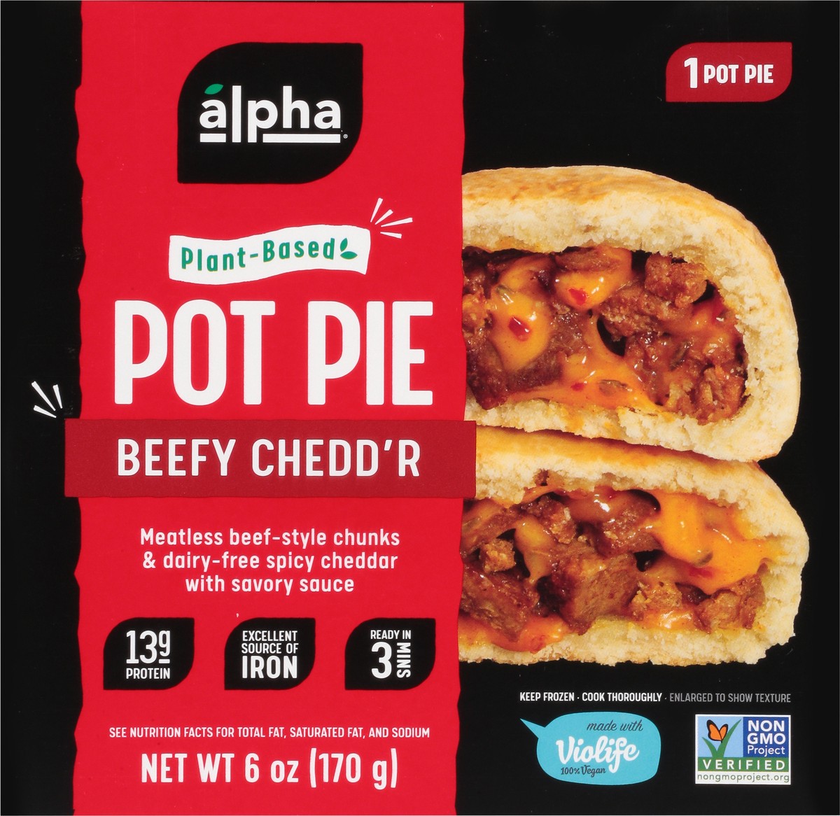 slide 2 of 14, Alpha Foods Beefy Chedd'r Pot Pie 6 oz, 6 oz