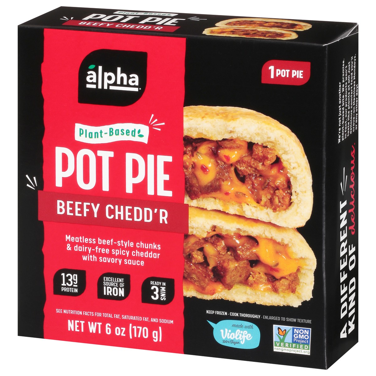 slide 3 of 14, Alpha Foods Beefy Chedd'r Pot Pie 6 oz, 6 oz