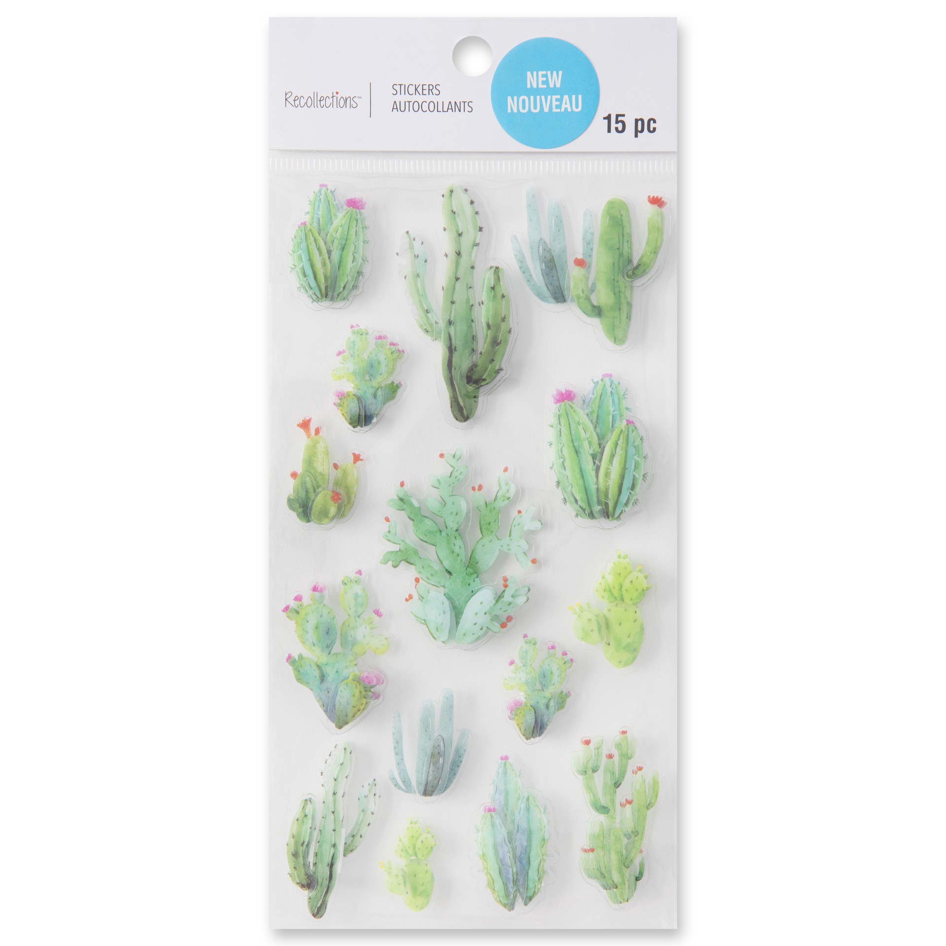 slide 5 of 5, Cactus Dimensional Stickers By Recollections, 4 in x 8.5 in