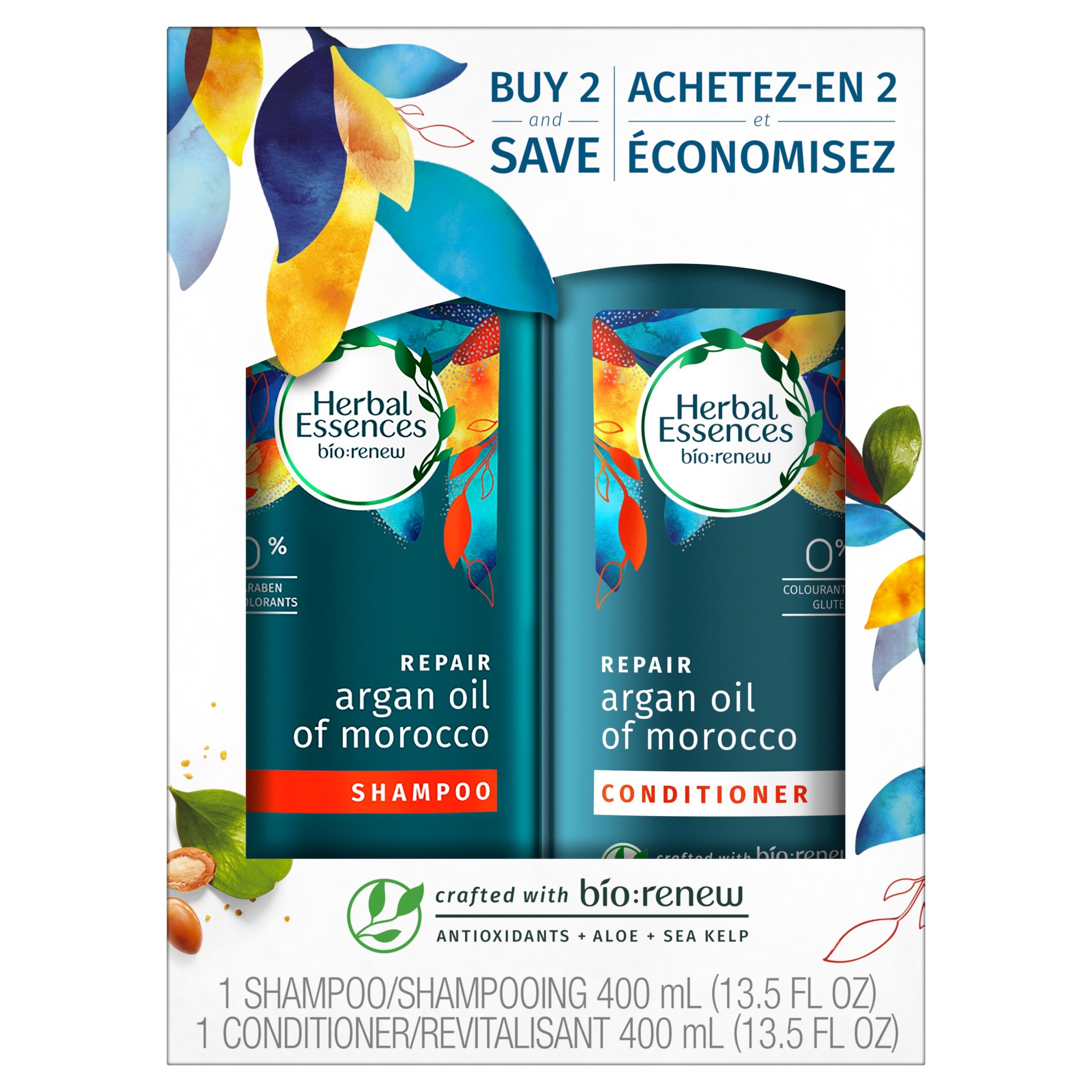 slide 1 of 6, Herbal Essences Bio:renew Repairing Shampoo & Conditioner Dual Pack with Argan Oil - 27 fl oz/2ct, 27 fl oz, 2 ct