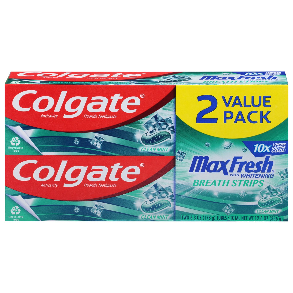 slide 10 of 10, Colgate MaxFresh Clean Mint Toothpaste, 6.3 Oz. 2 pack, 2 ct