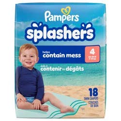 Pampers Splashers Swim Diapers, Size 4, 18 Count, Disposable Baby Swim Diapers