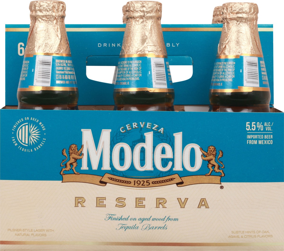 slide 5 of 9, Modelo Reserva Tequila Barrel Lager Mexican Beer, 6 pk 12 fl oz Bottles, 5.5% ABV, 72 fl oz