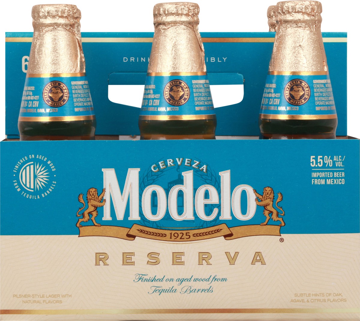 slide 6 of 9, Modelo Reserva Tequila Barrel Lager Mexican Beer, 6 pk 12 fl oz Bottles, 5.5% ABV, 72 fl oz