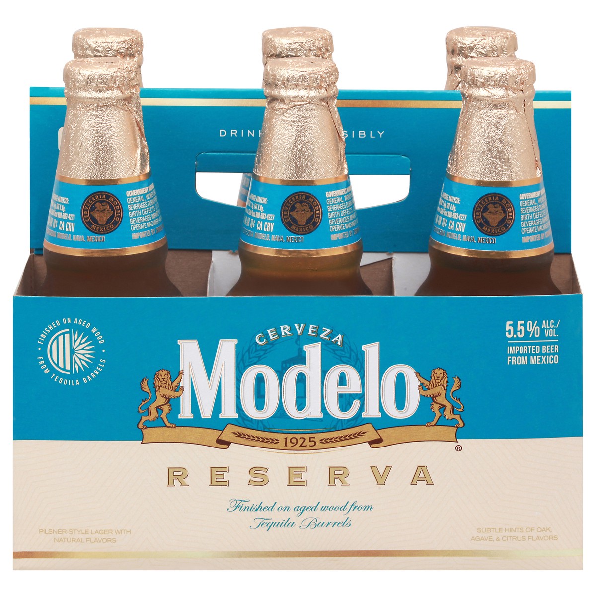 slide 1 of 9, Modelo Reserva Tequila Barrel Lager Mexican Beer, 6 pk 12 fl oz Bottles, 5.5% ABV, 72 fl oz