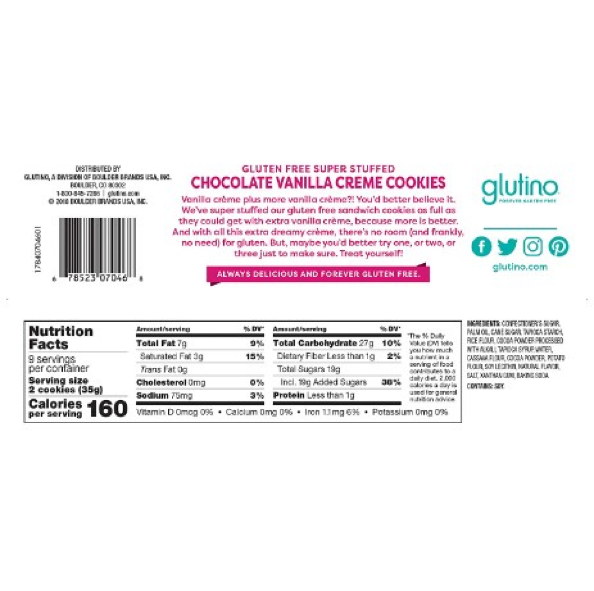 slide 2 of 2, Glutino Gluten Free Chocolate Vanilla Creme Cookies, 10.5 oz, 10.5 oz