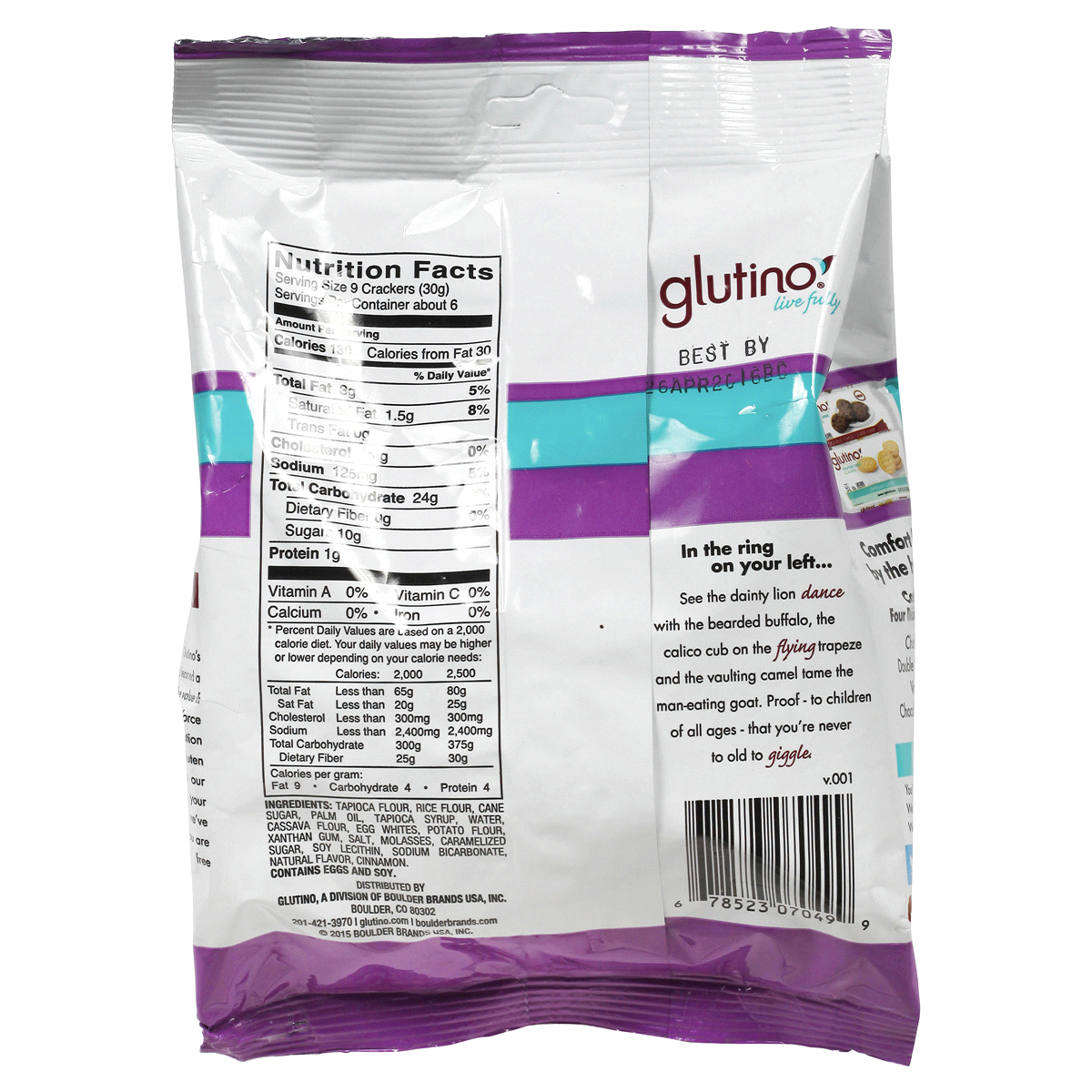 slide 2 of 2, Glutino Gluten Free Graham Animal Crackers, 6 oz