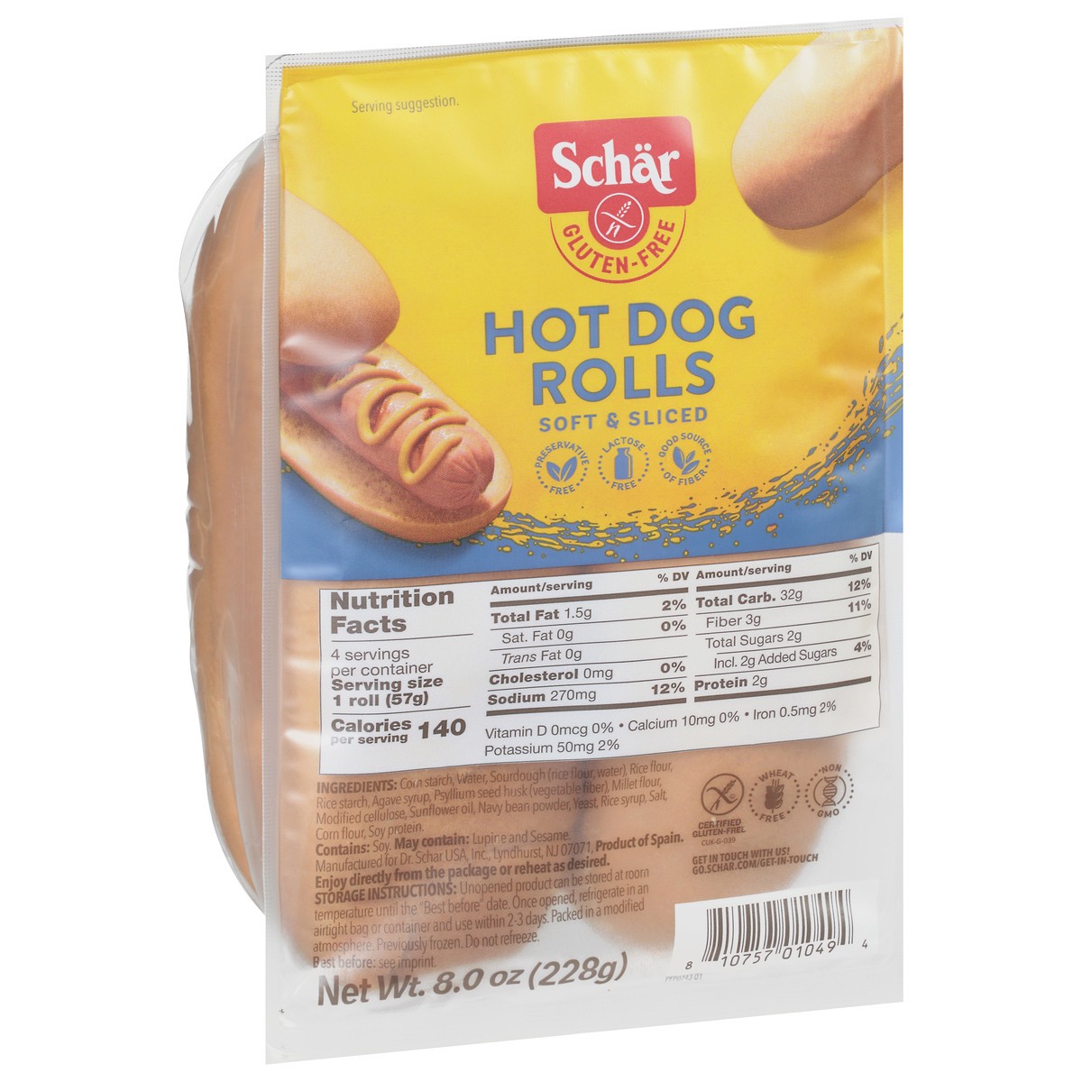 slide 2 of 9, Schär Gluten-Free Hot Dog Rolls 8.0 oz, 8 oz