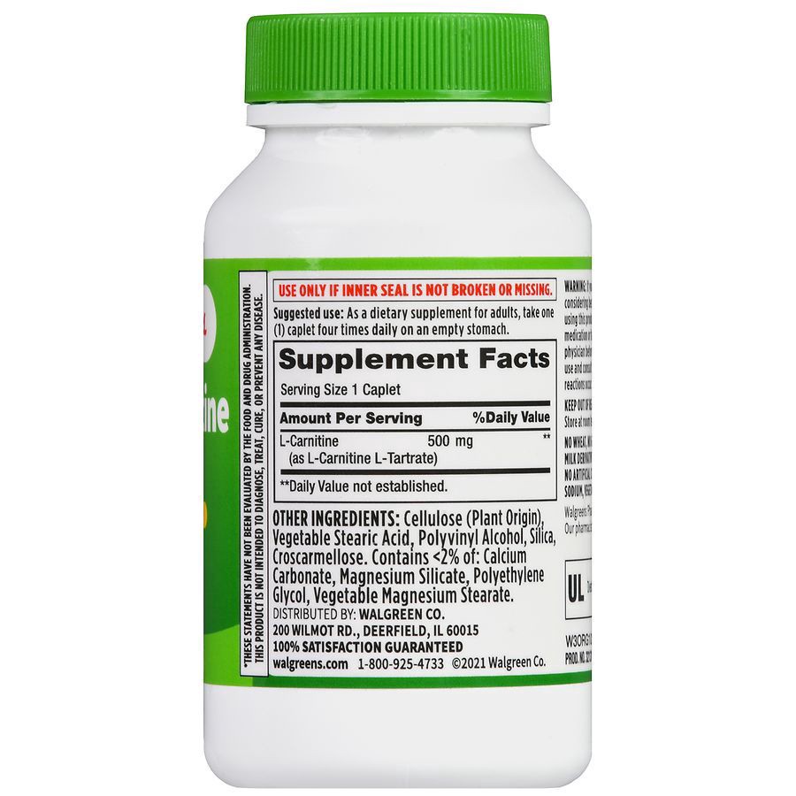 slide 2 of 5, Walgreens L-Carnitine 500 mg, 60 ct