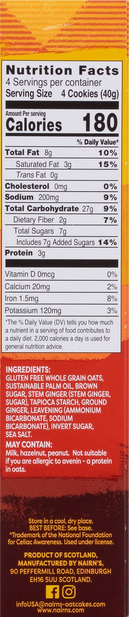 slide 8 of 9, Nairn's Gluten Free Ginger Oat Grahams 4 ea, 5.63 oz