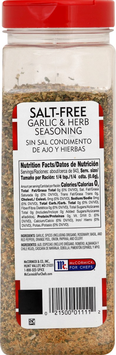 slide 5 of 13, Lawry's Salt Free Garlic & Herb Seasoning, 20 oz, 20 oz