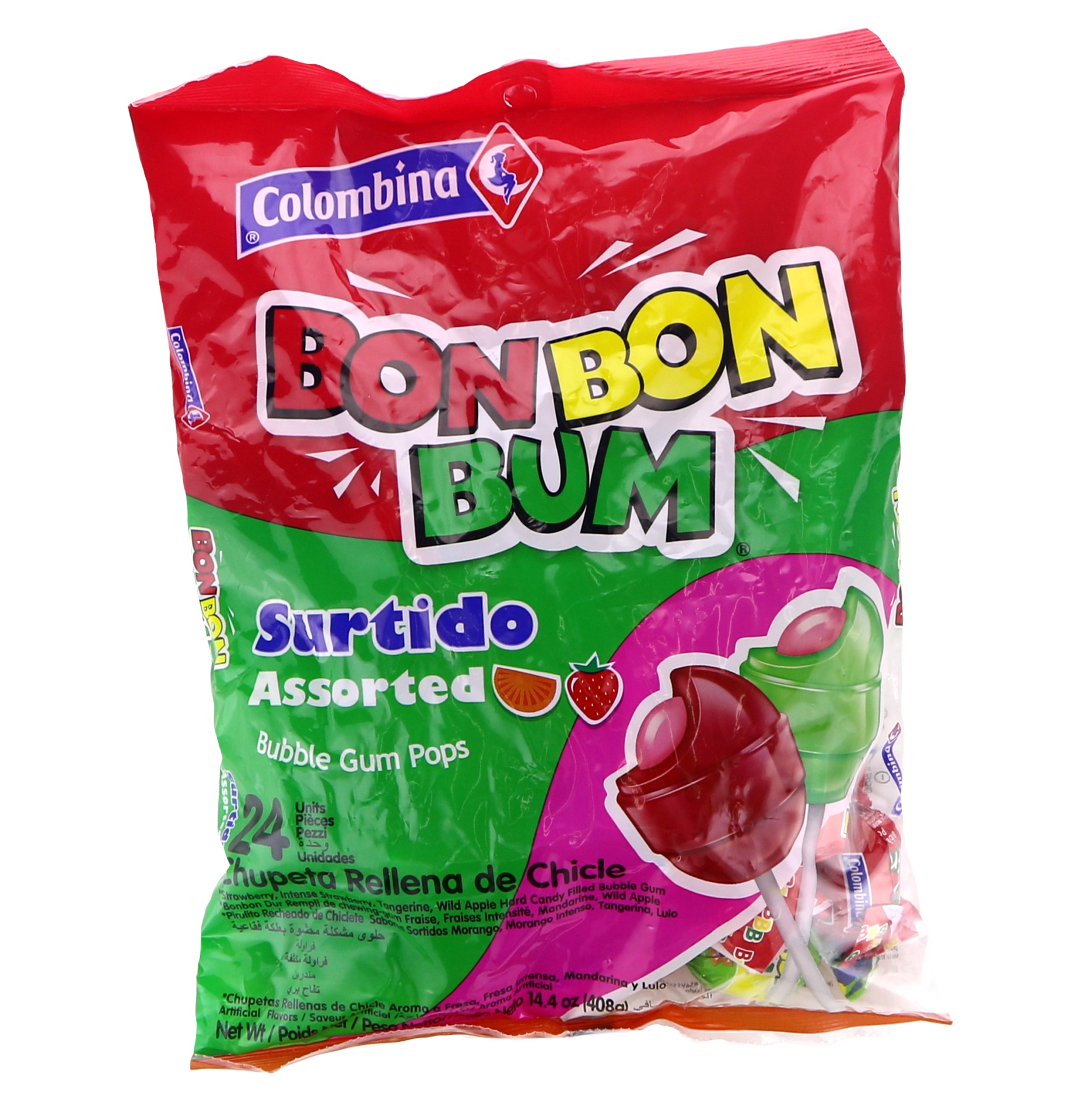 Colombina Columbina Bon Bon Bum Surtido (Assorted Bubble Gum Pops) 14.3 ...