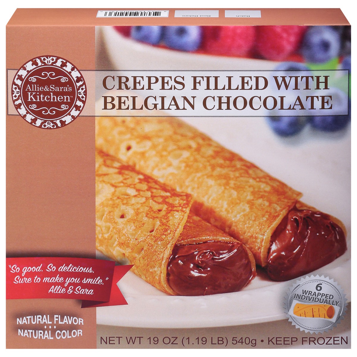 slide 1 of 9, Allie & Sara's Kitchen Crepes Filled with Belgian Chocolate 6 ea, 6 ct