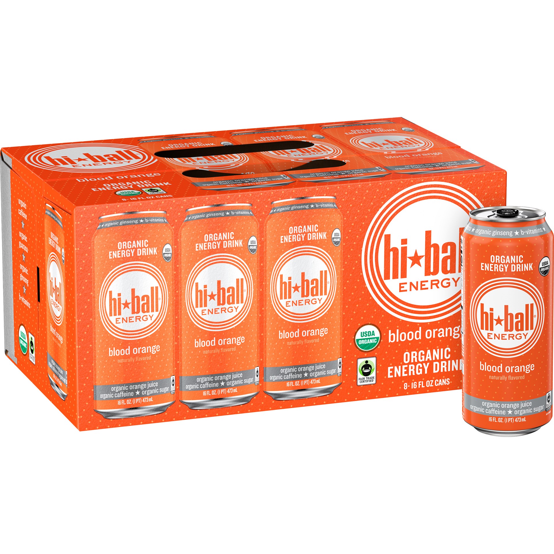 slide 1 of 10, Hiball Hi-Ball Energy Blood Orange Organic Energy Drink 8-16 fl. oz. Can, 16 fl oz