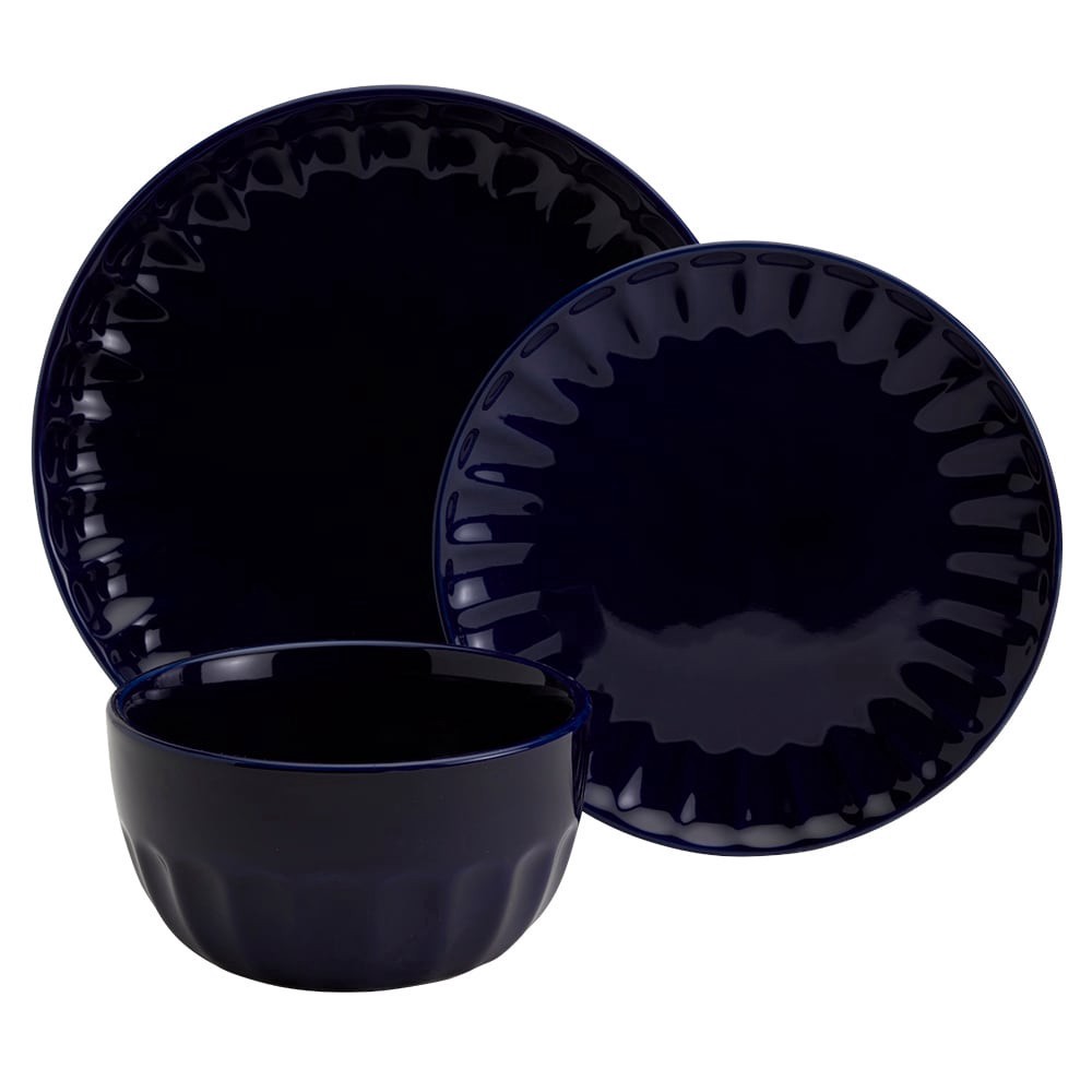 slide 3 of 5, Mason Craft & More 12 Piece Stoneware Cafe Dinnerware Set - Navy, 12 ct