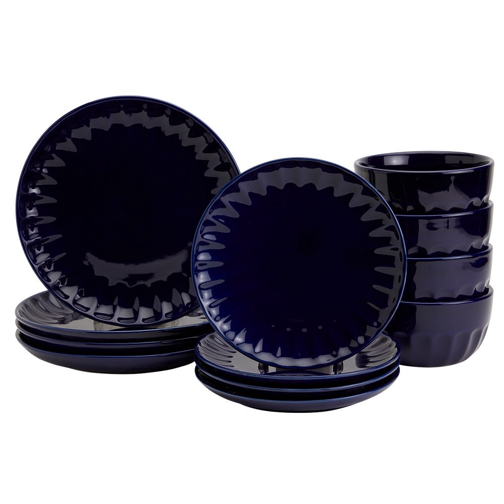 slide 1 of 5, Mason Craft & More 12 Piece Stoneware Cafe Dinnerware Set - Navy, 12 ct