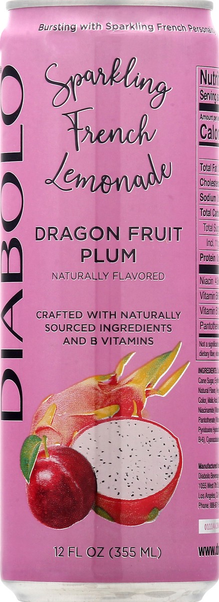 slide 6 of 9, DIABOLO Dragon Fruit Plum Sparkling French Lemonade 12 oz, 16 oz