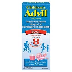 Advil Children's Advil Pain Reliever and Fever Reducer, Liquid Children's Ibuprofen for Pain Relief, Bubble Gum - 4 Fl Oz
