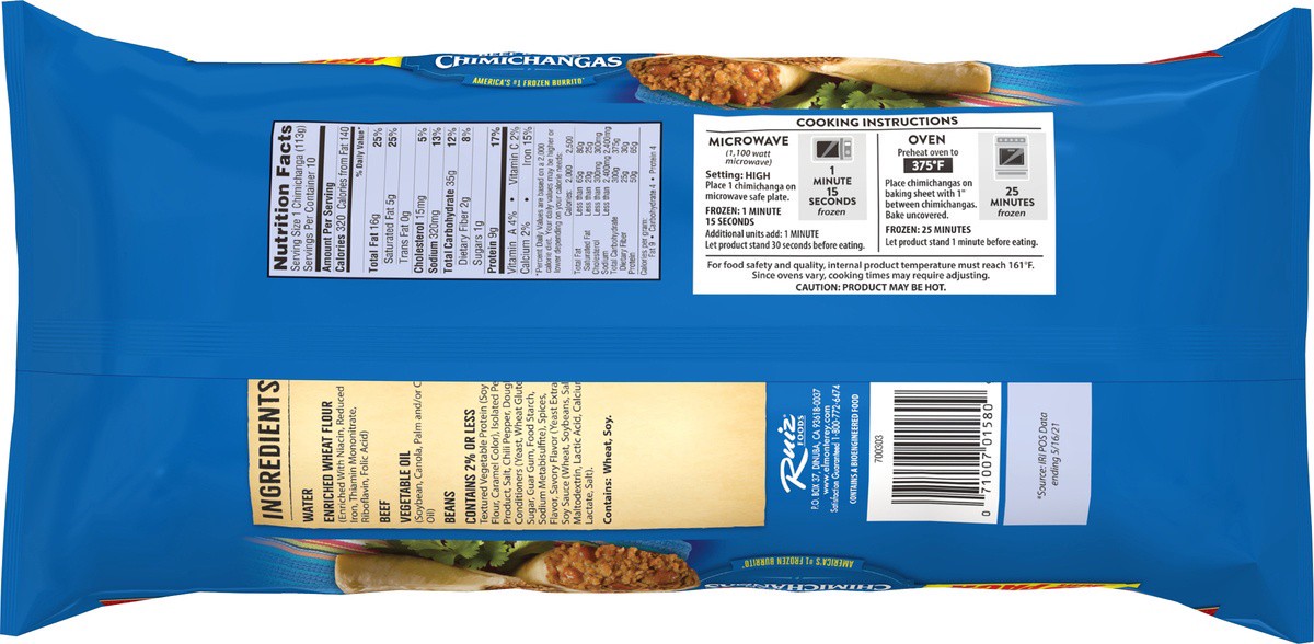 slide 3 of 7, El Monterey Chimichangas Beef Bean & Bean Family Pack, 10 ct; 40 oz