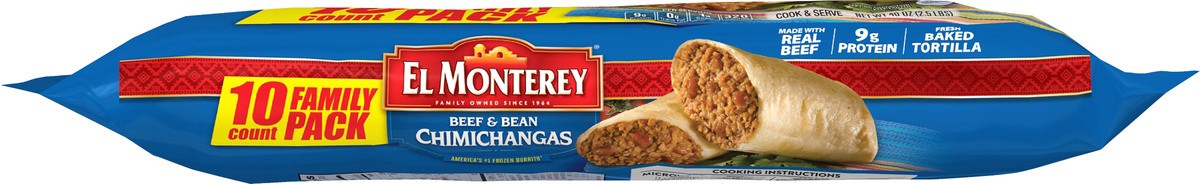 slide 5 of 7, El Monterey Chimichangas Beef Bean & Bean Family Pack, 10 ct; 40 oz