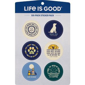 slide 1 of 1, LIFE IS GOOD Optimism Sticker, 6 ct