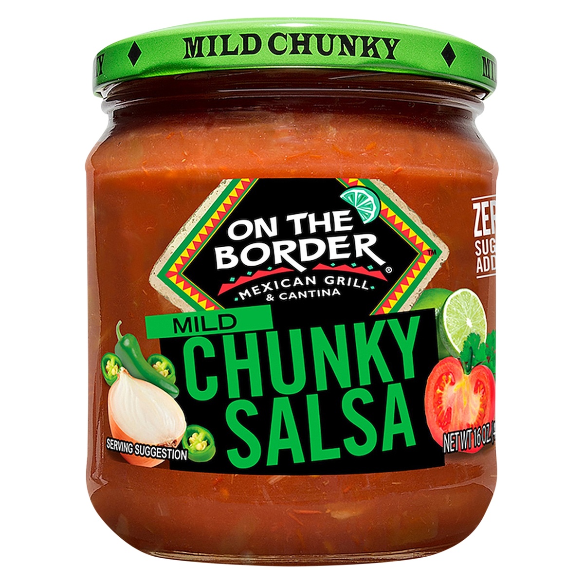 slide 1 of 2, On The Border Chunky Mild Salsa, 16 oz