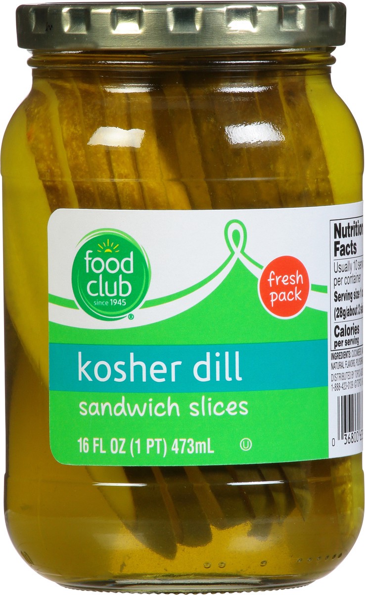 slide 6 of 12, Food Club Sandwich Slices Kosher Dill Pickles 16 fl oz, 16 fl oz