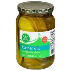 Food Club Sandwich Slices Kosher Dill Pickles 16 fl oz
