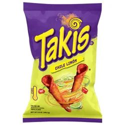 Takis Chile Limon 9.9 oz Sharing Size Bag, Chili & Lime Flavored Mild Spicy Rolled Tortilla Chips