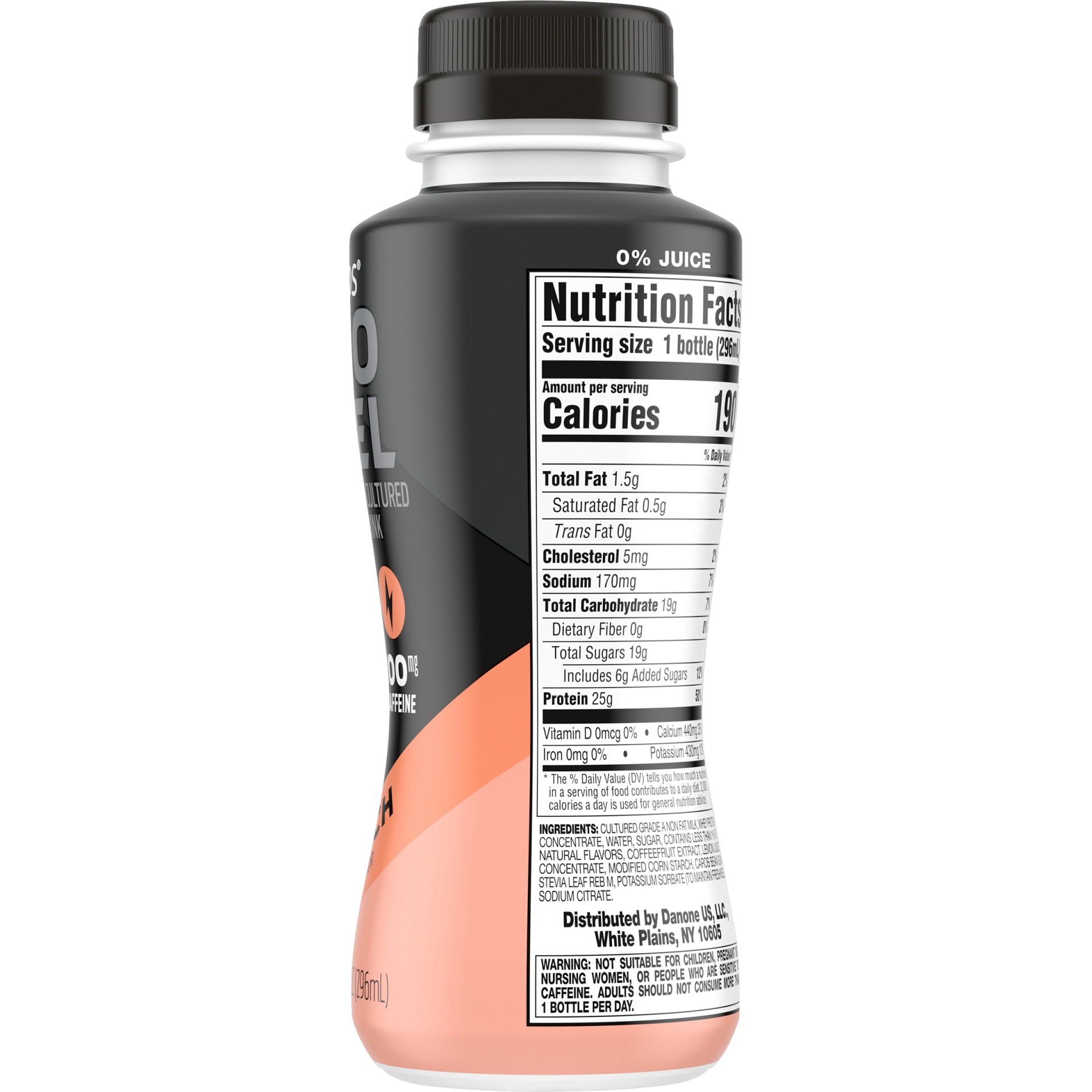 slide 4 of 5, Oikos Pro Fuel Peach Caffeinated & Cultured Dairy Drink, 10 fl oz