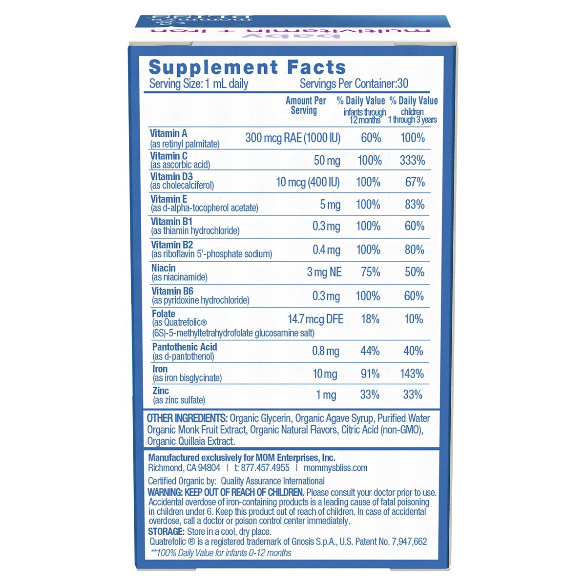 slide 9 of 13, Mommy's Bliss Age 2 Months+ Baby Multivitamin + Iron 1 oz, 1 oz