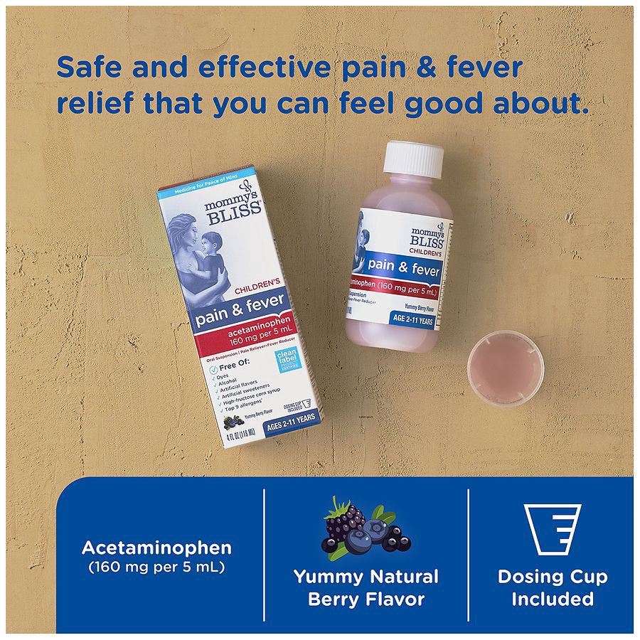 slide 3 of 5, Mommy's Bliss Kids Acetaminophen Yummy Berry, 4 fl oz