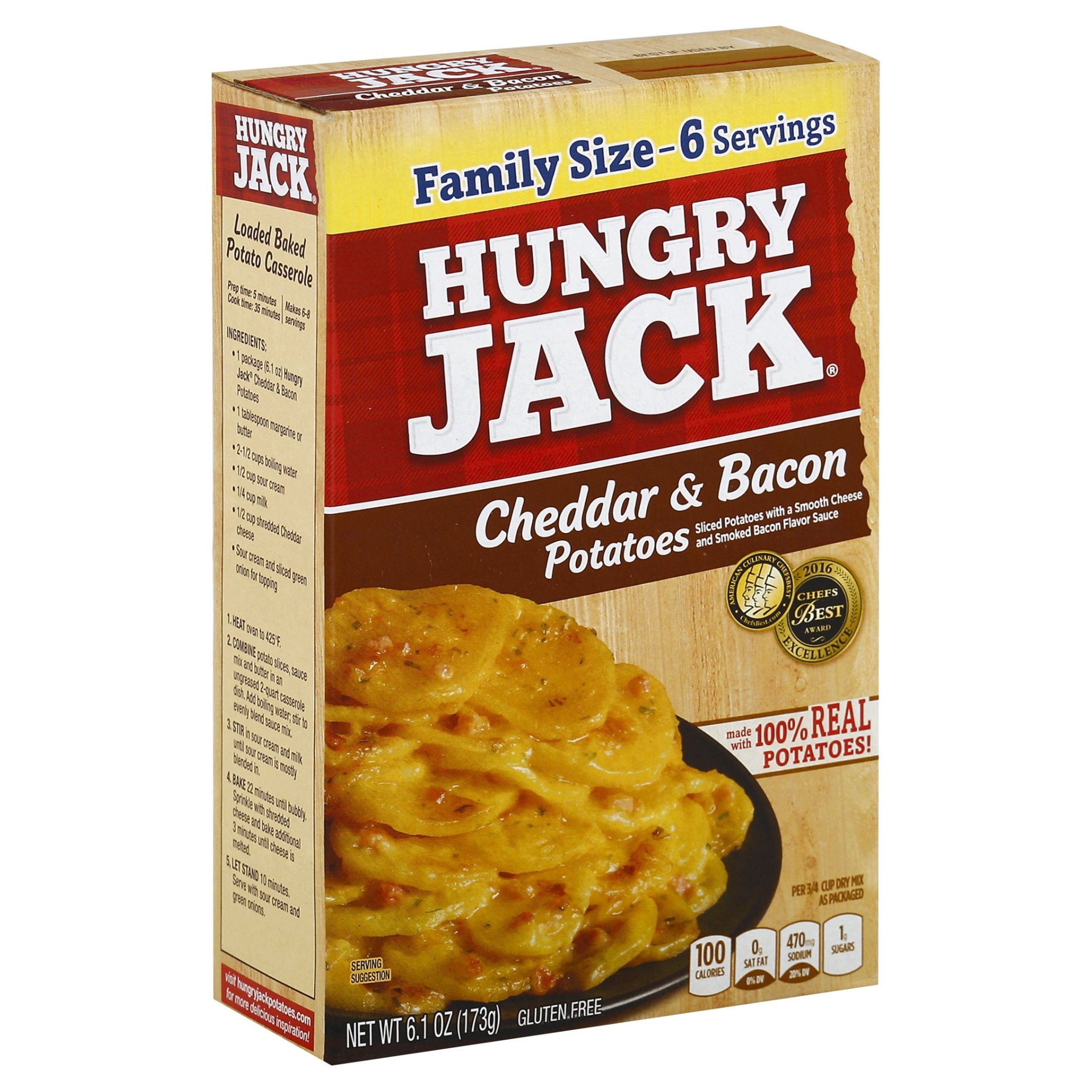 slide 1 of 6, Hungry Jack Cheddar & Bacon Potatoes, 6.1 oz