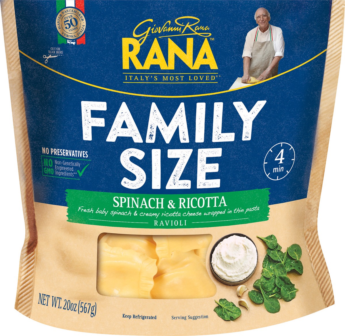 slide 1 of 1, Rana Spinach & Ricotta Ravioli Refrigerated Pasta, 20 oz