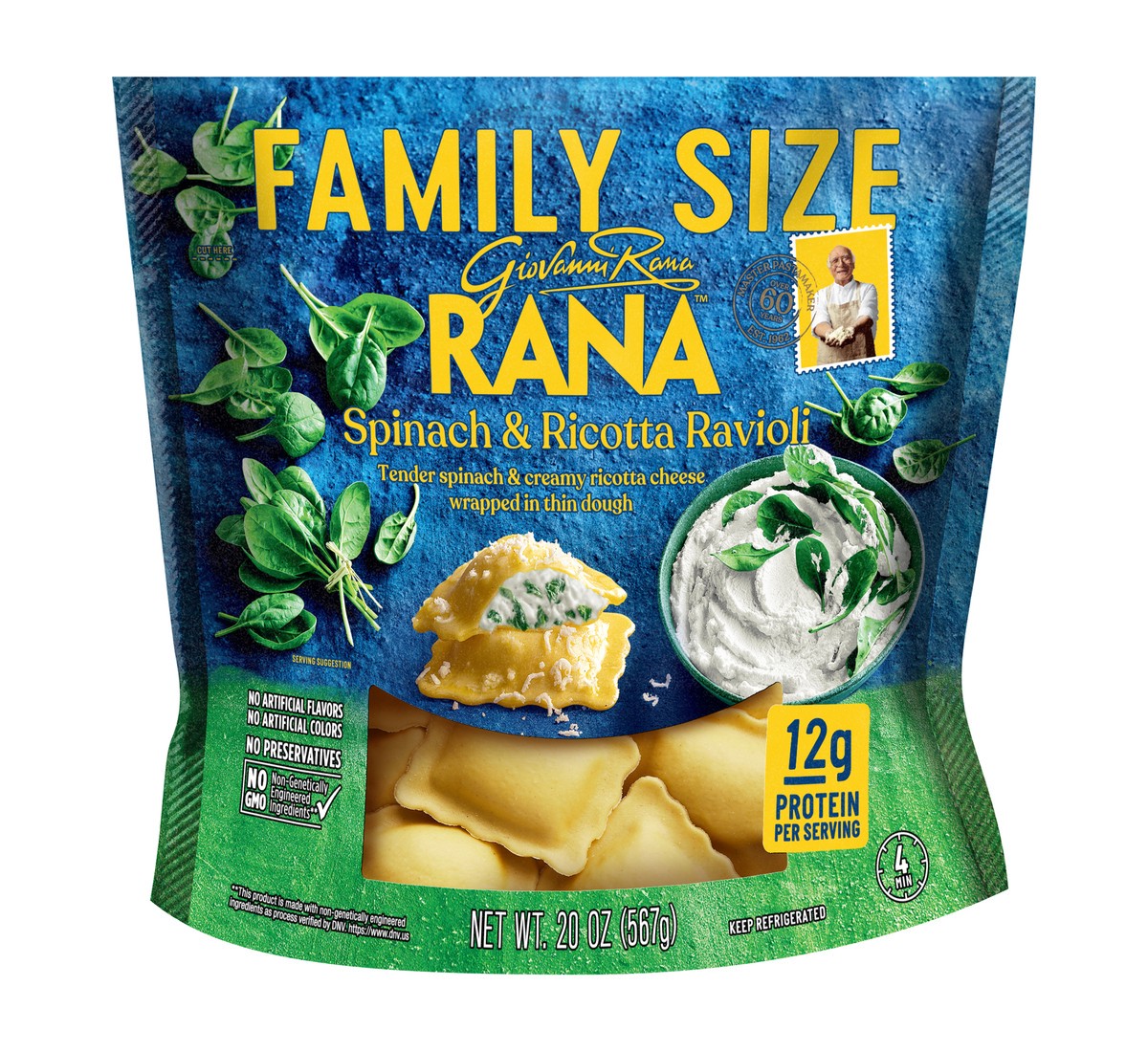 slide 1 of 1, Rana Spinach & Cheese Ravioli 20 oz Refrigerated Pasta, 20 oz