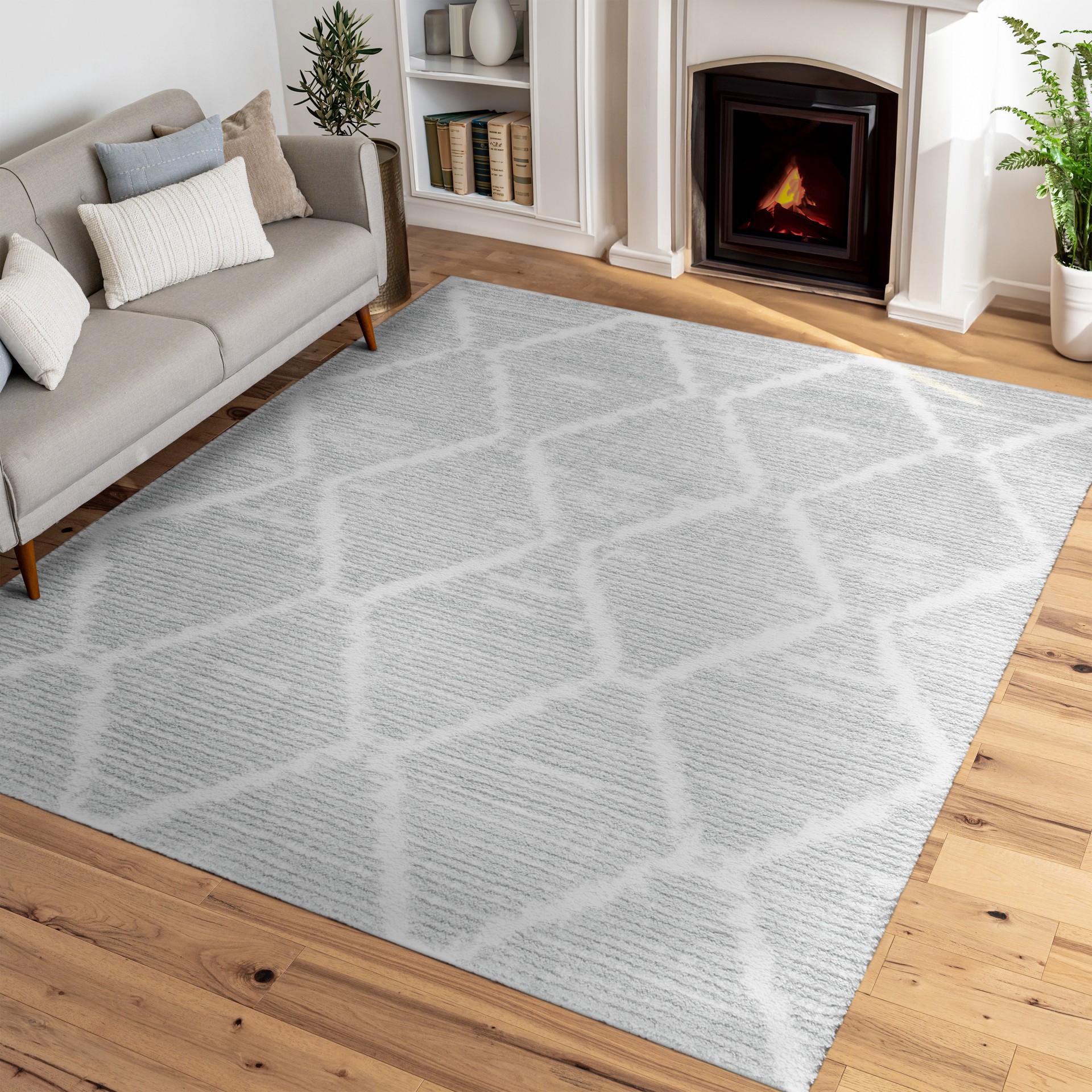 slide 2 of 3, 5ft. X 7ft. Gray Diamond Trellis Area Rug By Ashland, 5.2 ft x 6.8 ft