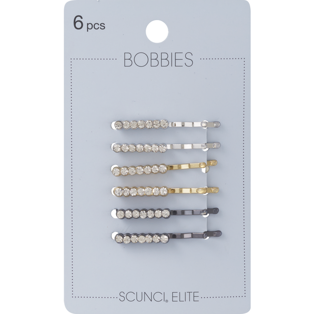 slide 1 of 1, scünci Mini Rhinestone Bobbies, 6 ct