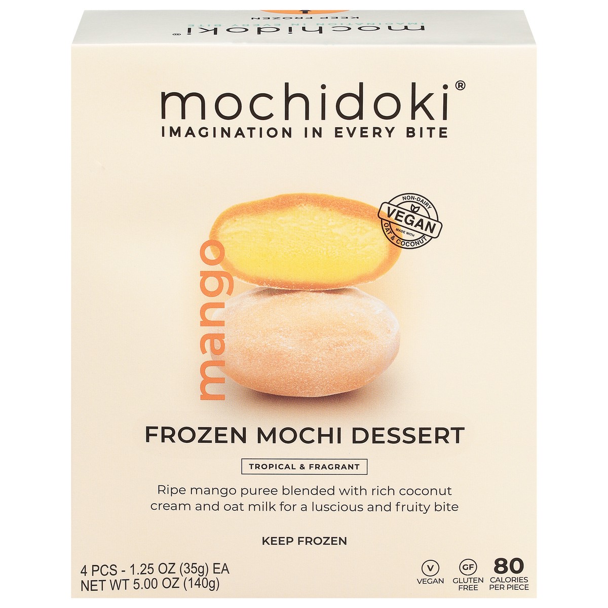 slide 1 of 9, Mochidoki Mango Frozen Mochi Dessert 4 - 1.25 oz Packs, 4 ct