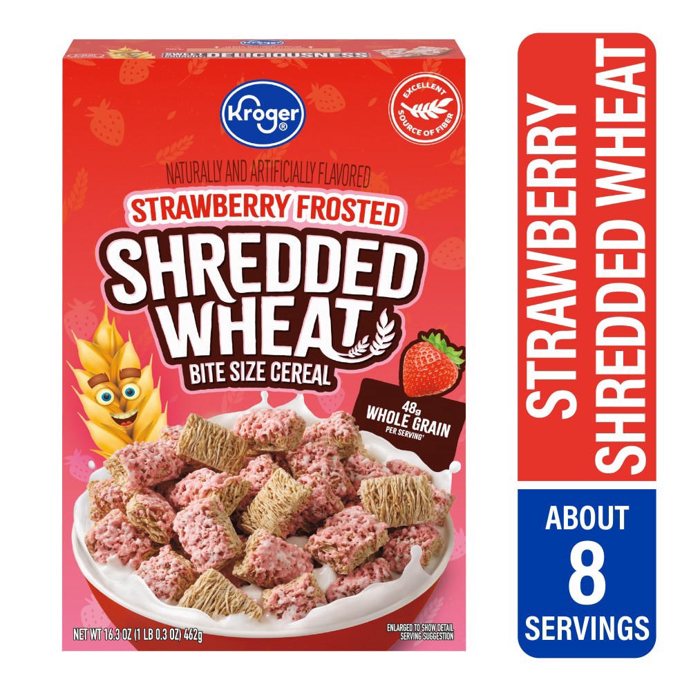slide 1 of 10, Kroger Strawberry Cream Frosted Shredded Wheat, 16.3 oz