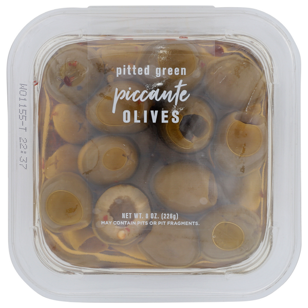 slide 1 of 1, DeLallo Pitted Green Piccante Olives, 8 oz