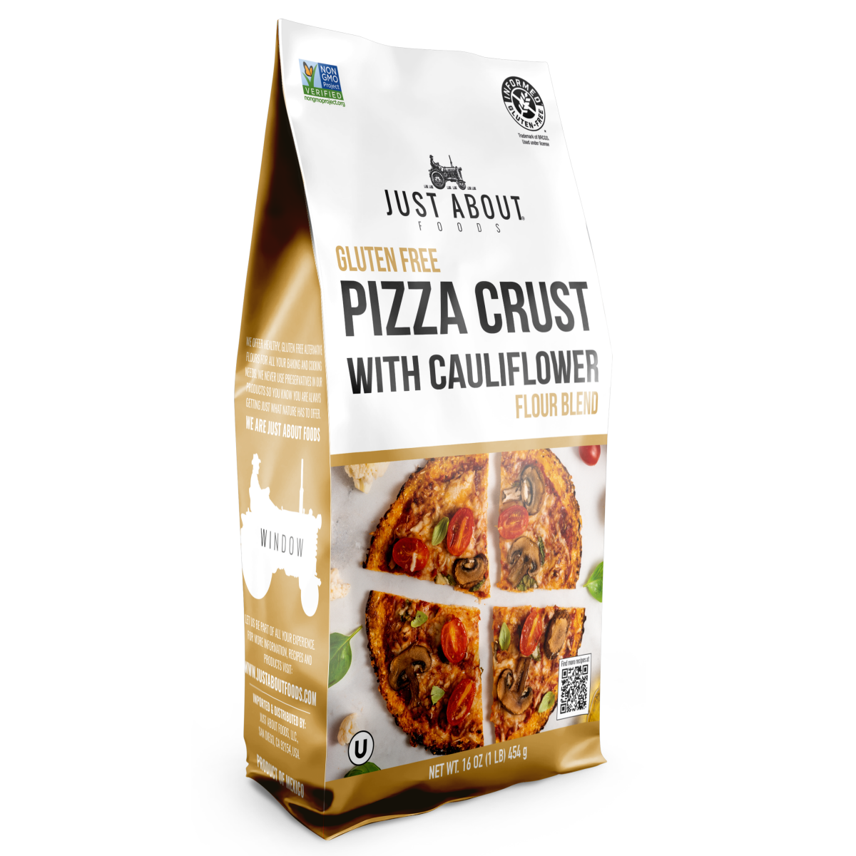 slide 1 of 7, Just About Foods Pizza Crust Gluten Free Cauliflower Blend, 1 lb