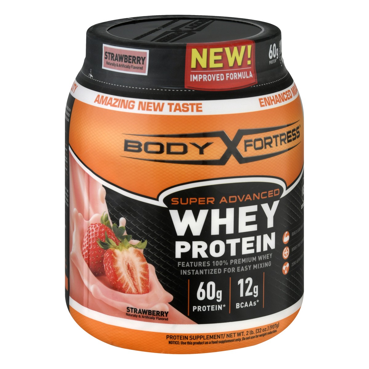 slide 2 of 9, Body Fortress Super Advanced Strawberry Whey Protein 32 oz, 32 oz