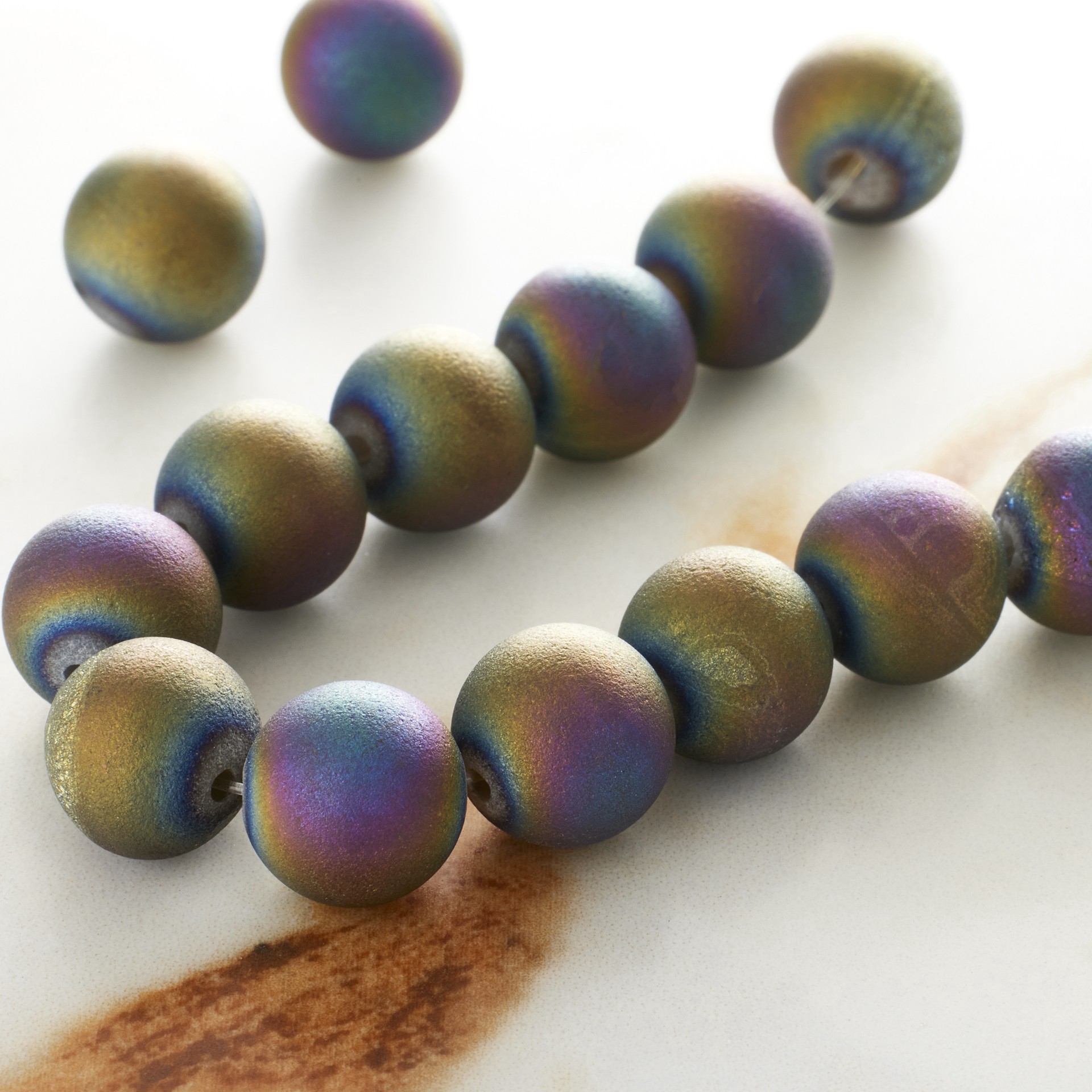 slide 2 of 3, Multicolored Druzy Agate Stone Beads, 10mm By Bead Landing, 10mm