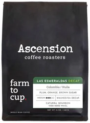 Ascension Coffee Las Esmeraldas Whole Bean Colombian Decaf Coffee