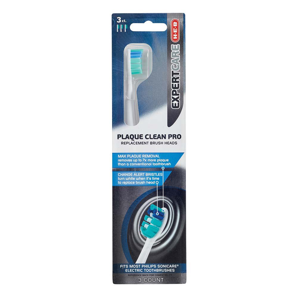 slide 1 of 1, H-E-B Expert Care Plaque Clean Pro Replacement Heads, 3 ct