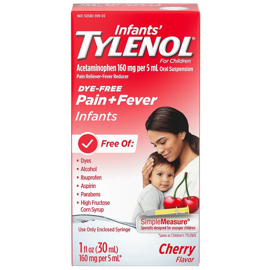 slide 1 of 1, Tylenol Infants' Tylenol Acetaminophen Medicine, Dye-Free Cherry, 1 fl. oz, 1 fl oz
