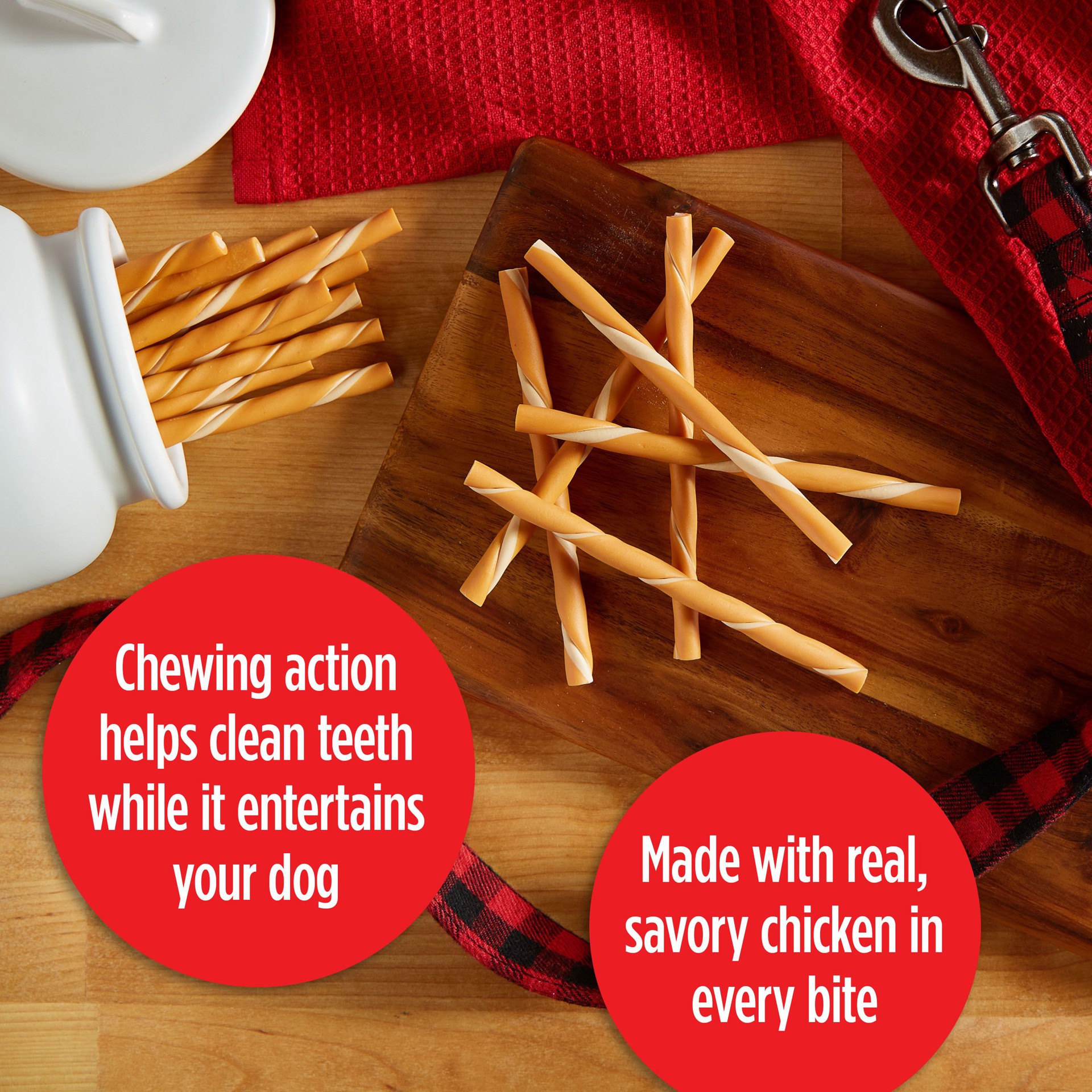slide 7 of 9, Milk-Bone Easy Peasy Chicken Cheesy Flavor Twists, Rawhide Free Dog Chews, Bag of 20, 20 ct