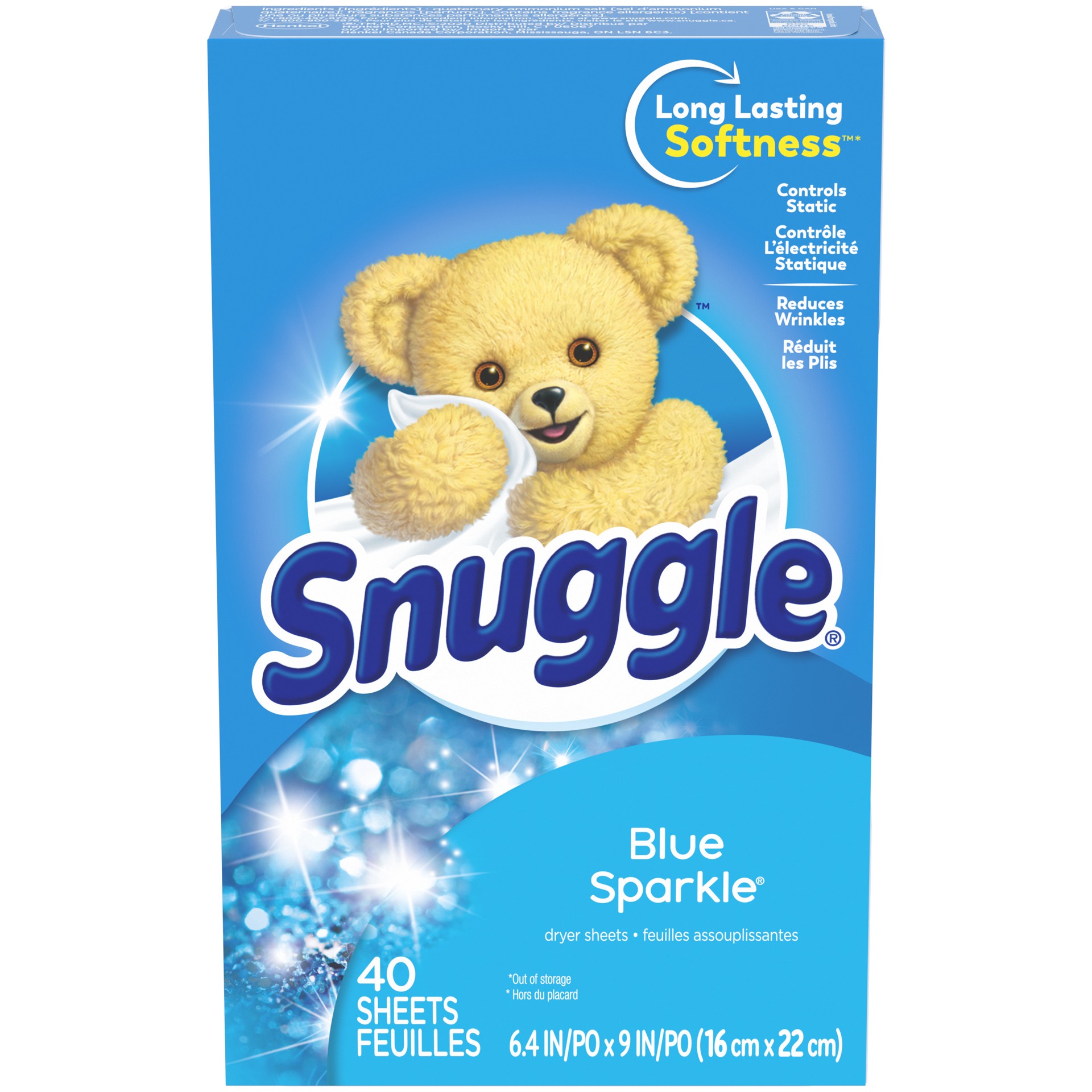 slide 1 of 3, Snuggle Fabric Softener Dryer Sheets, Blue Sparkle, 40 Count, 40 ct