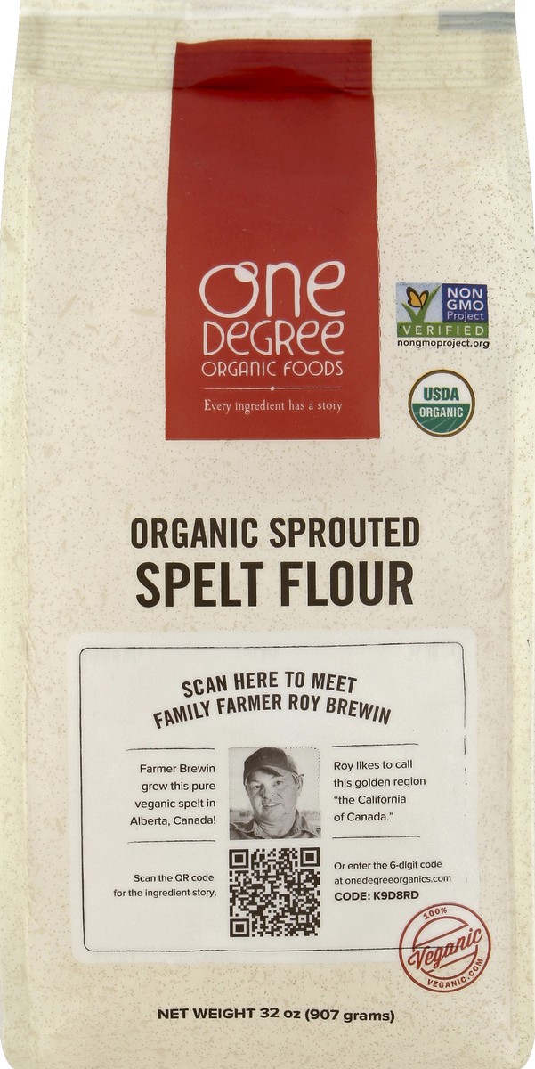 slide 4 of 5, One Degree Organic Foods Sprouted Spelt Flour, 32 oz