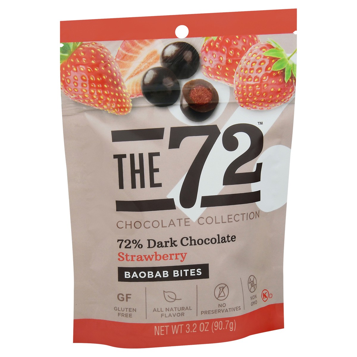 slide 8 of 9, The 72 Chocolate Collection 72% Dark Chocolate Strawberry Baobab Bites 3.2 oz, 3.2 oz